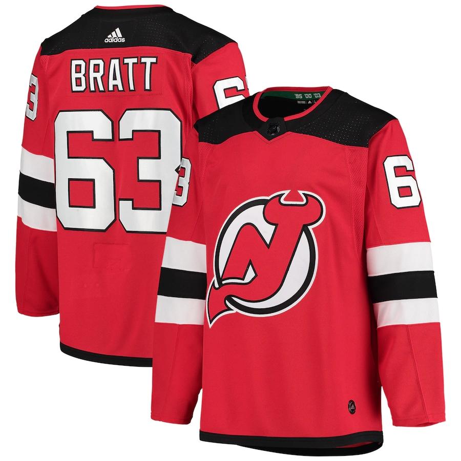 Men's Jesper Bratt Red Home Player Team Jersey