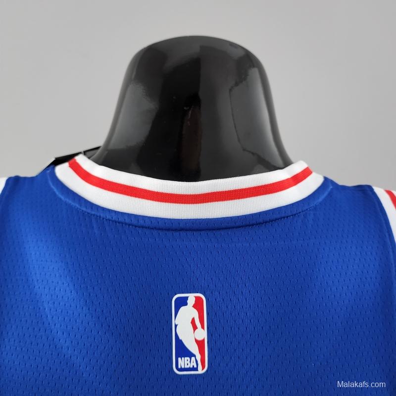 Retro Philadelphia 76ers Iverson #3 Crew Neck Blue NBA Jersey 
