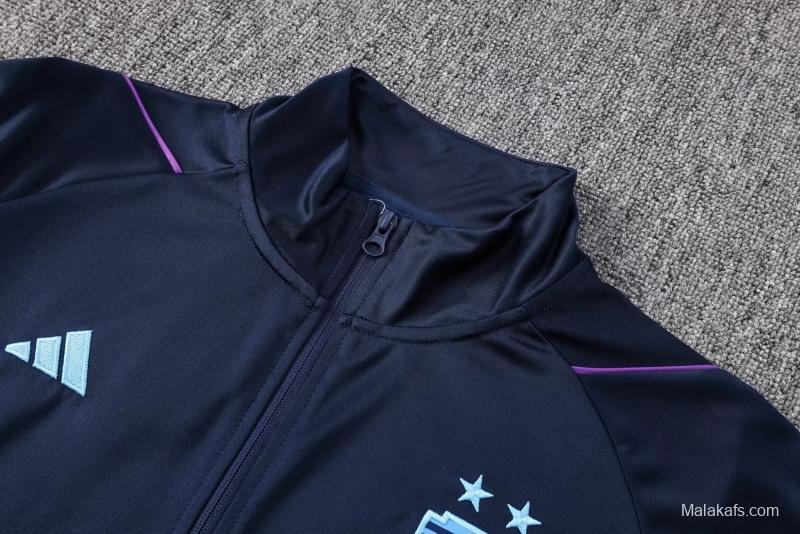 Argentina - 3 estrellas - Navy Blue Full Zipper Tracksuit