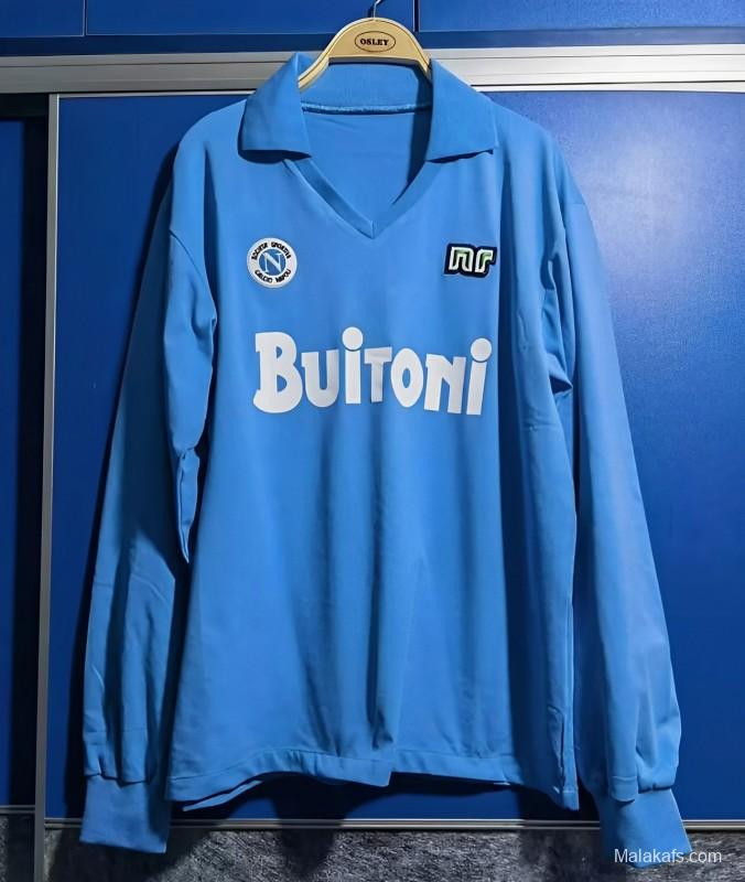 Retro Napoli 87/88 Home Long Sleeve Soccer Jersey