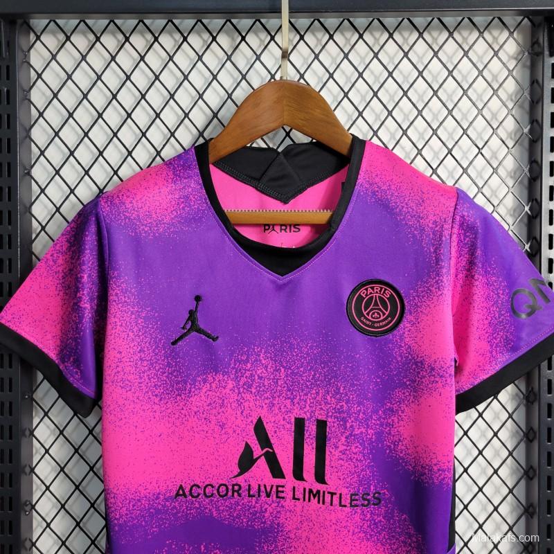 Retro 20-21 Kids PSG Paris Forth Pink Jersey Size 16-28