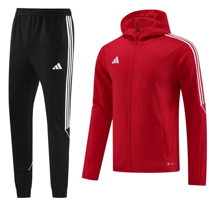 2023 Adidas Red Hoodie Full Zipper Jacket +Pants