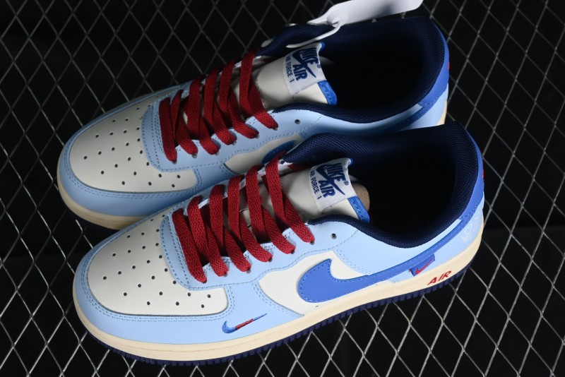 Nike Air Force 1 '07 Low Custom Casual Sneakers "Joker Red" with Full-Length Hexagonal Air Cushion - XL2402-333