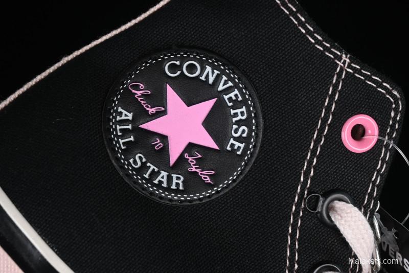 Converse Chuck 70s High Top Canvas Sneakers with Chain Accents in Black & Pink - A09539C