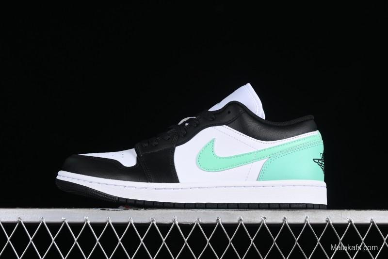 Nike Air Jordan 1 Low Retro Basketball Shoes in Mint Green and Black - 553558-131