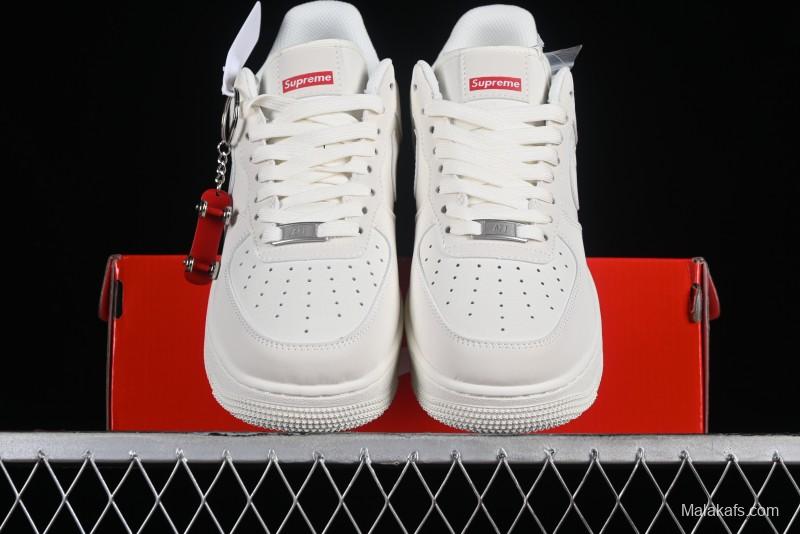Supreme x Nike Air Force 1'07 Low Off-White Casual Skate Shoes with Zoom Air Cushion - HD1968-007