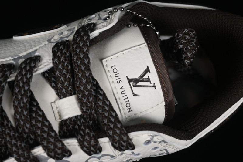 Nike Dunk Low LV Louis Vuitton - Beige Black Denim Anniversary High-End Custom Sneakers - DQ1098-341