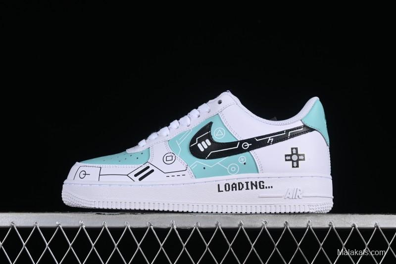 Nike Air Force 1 '07 Low PS5 Gaming Theme Ice Green Casual Sneakers - CW2288-114