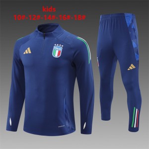 2024 Kids Italy Navy Half Zipper Jacket+Long Pants