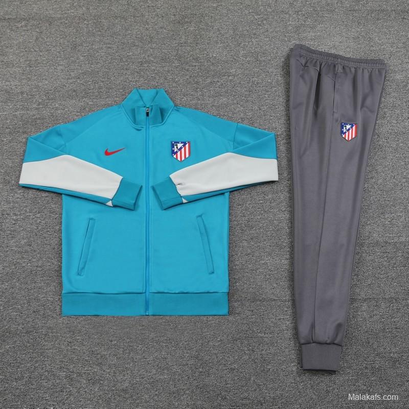 24/25 Atletico Madrid Blue Full Zipper Jacket +Long Pants