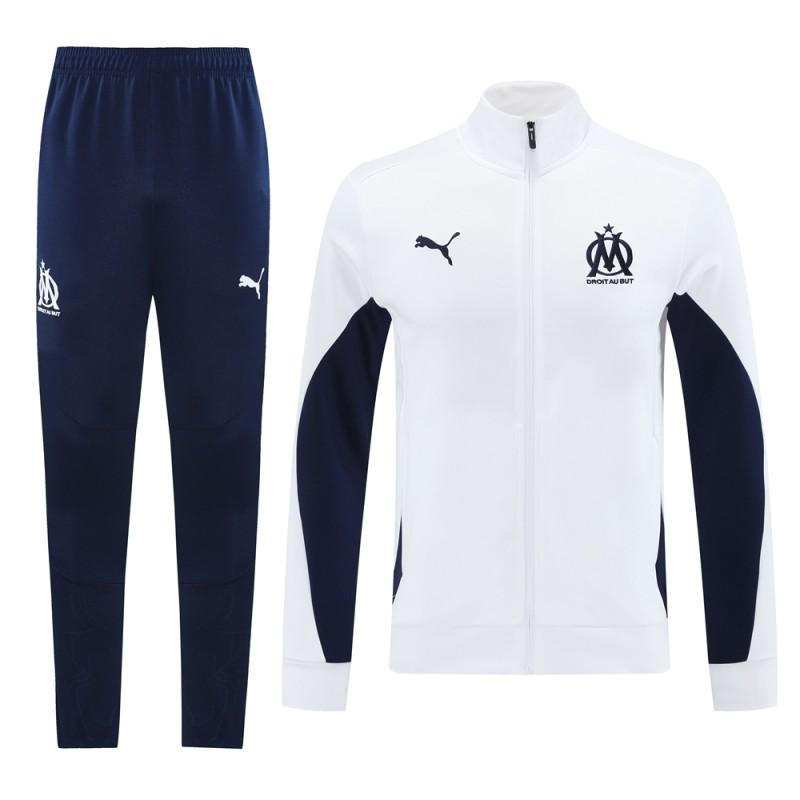 24/25 Olympique Marseille White Full Zipper Jacket +Long Pants