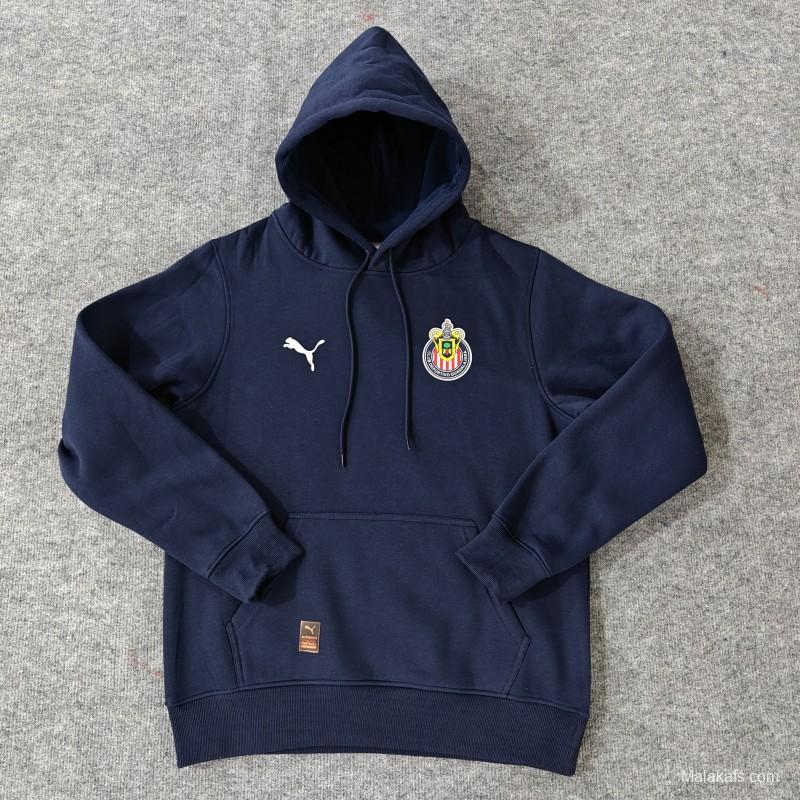 24/25 Chivas Guadalajara Navy/Red/Black/Beige/Grey Hoodie WIth Black Badge