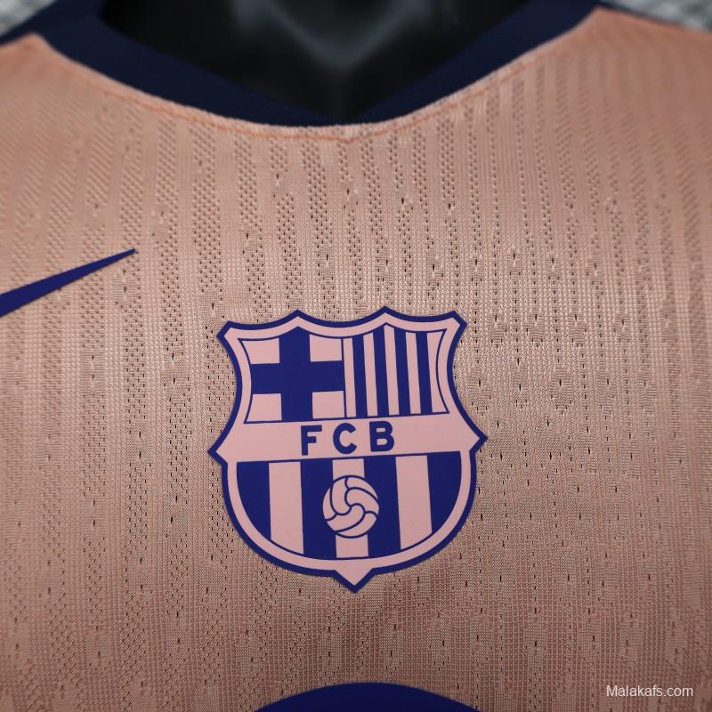 Player Version 25/26 FC Barcelona Pink 125Th Anniversary Jersey with Spotify Sponsor and Navy Blue Accents