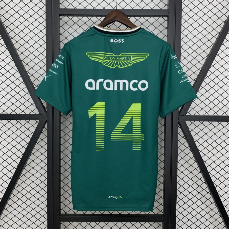 2025 F1 Formula Aston Martin Green ARAMCO #14 T-Shirt