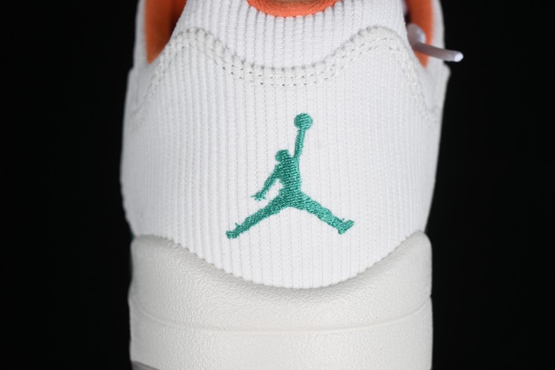 Nike Air Jordan 5 Low Retro Sneakers in White Orange Green Corduroy - CW4204-100