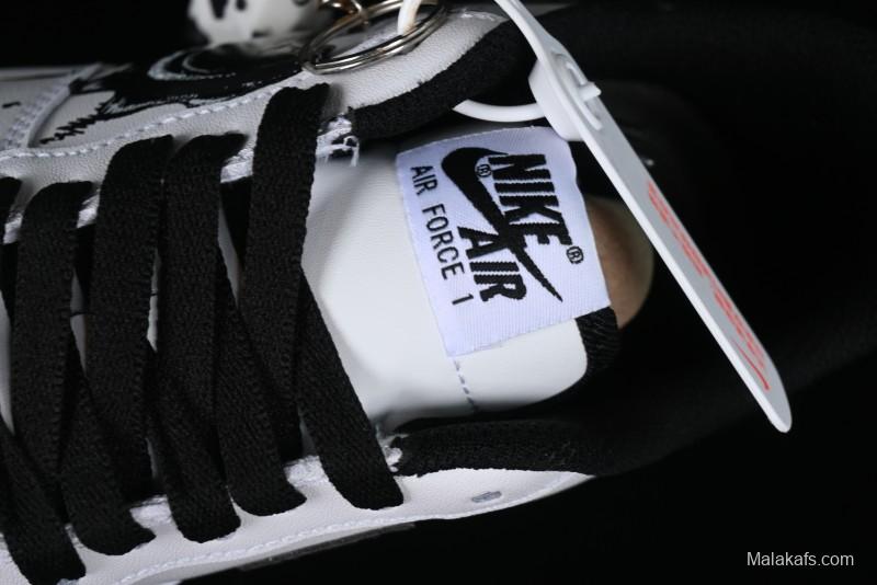 Nike Air Force 1 '07 Low Casual Sneakers with Black and White Graffiti Panda Design - DH7561-222