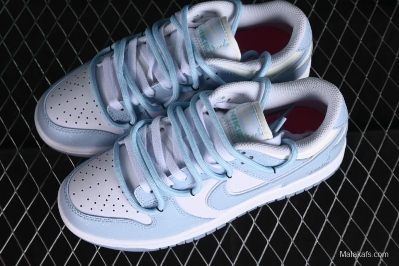 Nike Dunk Low SB Casual Sneakers in Light Blue with Sea Salt Lime Accents - FJ7743-194