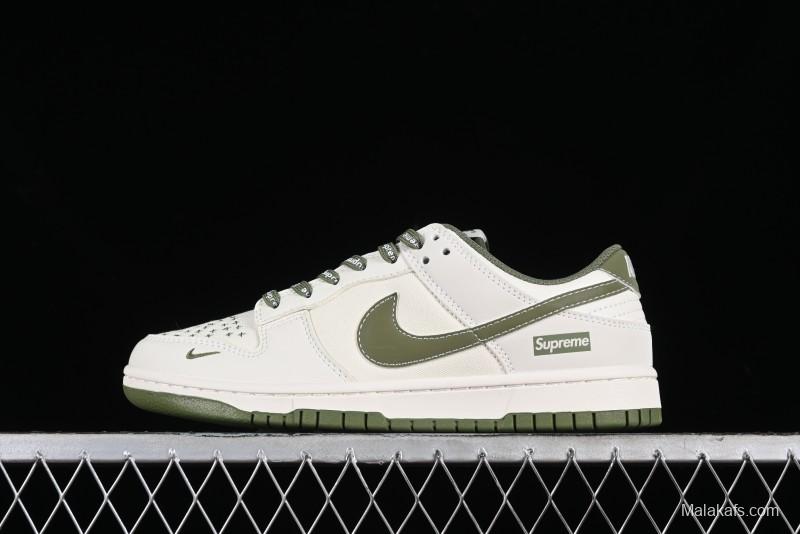 Nike SB Dunk Low Supreme Collaboration - Military Green Canvas Anniversary Custom Low-Top Casual Skate Shoes - BB6698-516