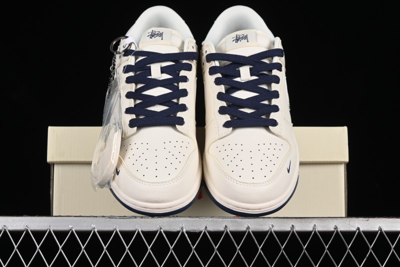 Nike SB Dunk Low Stussy Collaboration - Off White Floral Swoosh Anniversary High-End Custom Low-Top Casual Skate Shoes - XY1688-001