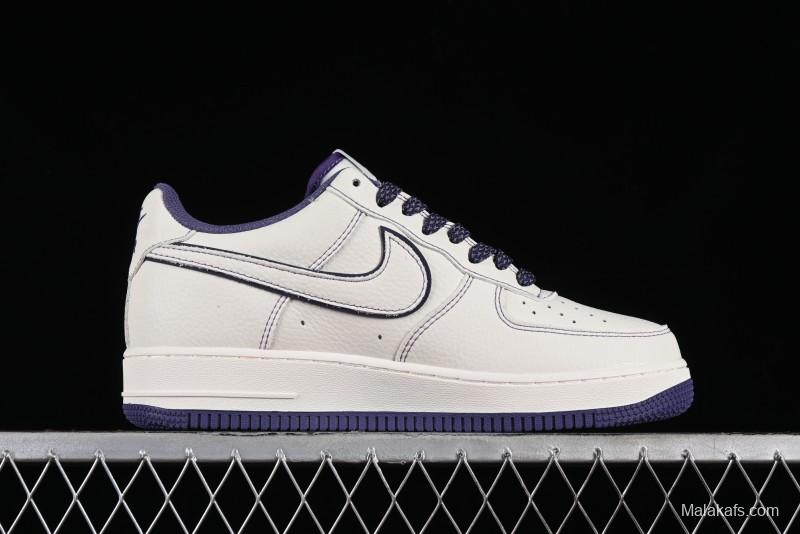 Stussy x Nike Air Force 1 '07 Low Retro Casual Sneakers with Reflective Military Purple - UN1635-222