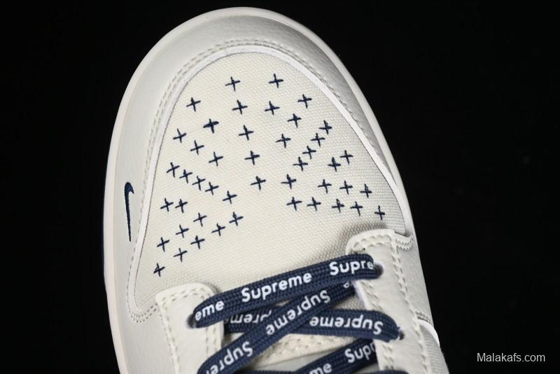 Nike SB Dunk Low Supreme Collaboration - Dark Blue Canvas Anniversary High-End Custom Low-Top Casual Skate Shoes - BB6698-511