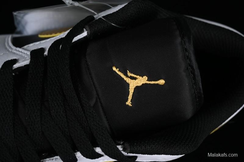 Nike Air Jordan 1 Low AJ1 Basketball Shoes with Black White Gold Swoosh - 553558-172