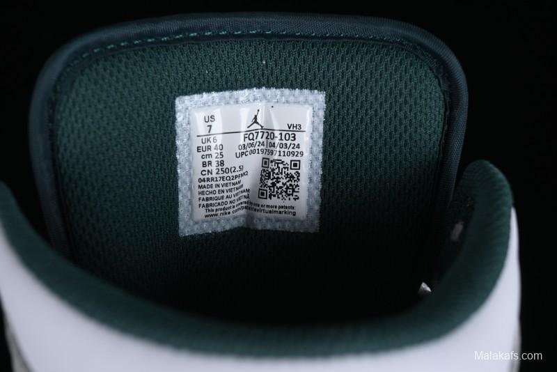 Nike Air Jordan 1 Mid Basketball Shoes with Oxidized Green Leather and Perforated Toe - FQ7720-103