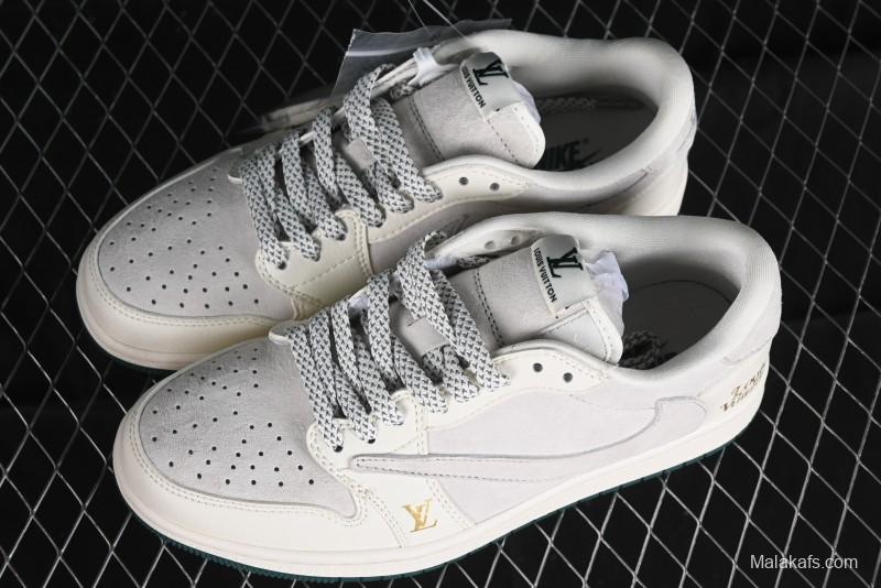 Nike Travis Scott x Fragment Design x Air Jordan 1 Low OG SP AJ1 LV Beige Grey Low-top Casual Sneakers - LJ5188-005