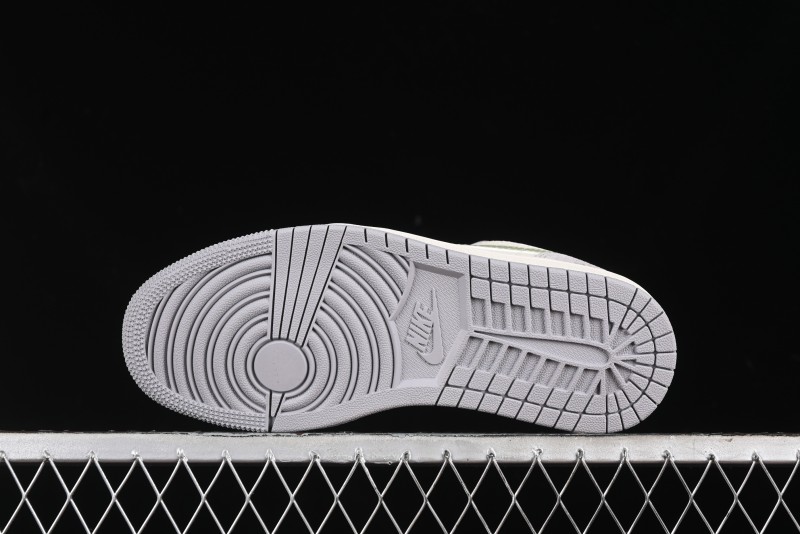 Nike Air Jordan 1 Low Stussy Collaboration - Light Green Elegant Grey Retro Basketball Shoes - WG8850-016