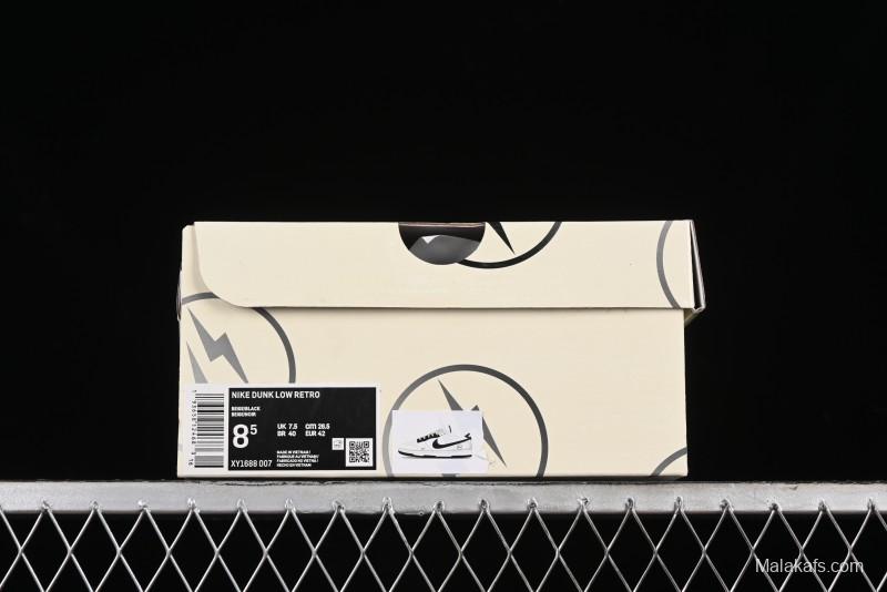 Nike SB Dunk Low Lightning Collaboration - Off White Black Double Swoosh Anniversary Custom Low-Top Casual Skate Shoes - XY1688-007