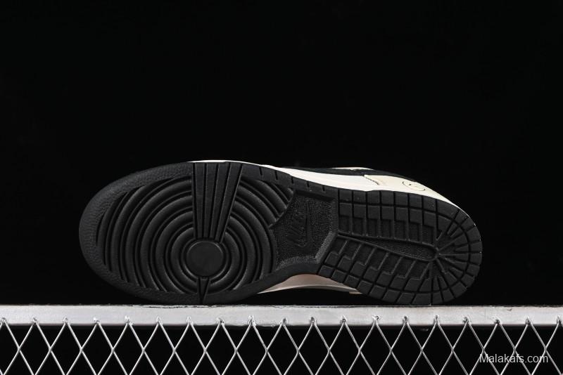 Nike SB Dunk Low Lightning Collaboration - Off White Black Double Swoosh Anniversary Custom Low-Top Casual Skate Shoes - XY1688-007