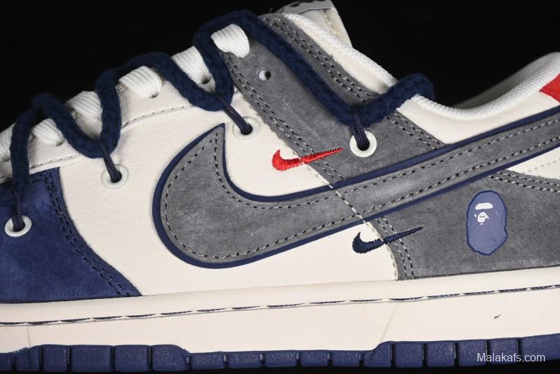 Nike SB Dunk Low BAPE Collaboration - Strap Multi-Color Grey Swoosh Anniversary Custom Low-Top Casual Sneakers - SJ2068-278