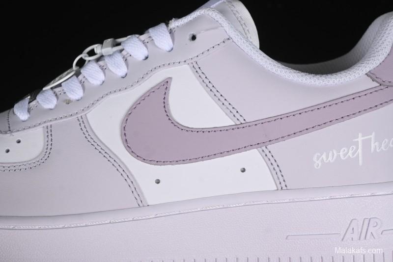 Nike Air Force 1 '07 Low Casual Sneakers with Anime-Inspired Light Gray Purple Spray Paint Design - DY8899-004
