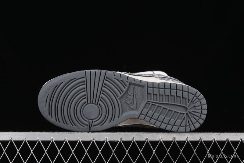 Nike SB Dunk Low Dior Collaboration - Strap Woven Grey Check Anniversary High-End Custom Low-Top Casual Sneakers - SJ2068-285