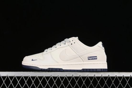 Nike SB Dunk Low Supreme Collaboration - Classic Beige Blue Anniversary High-End Custom Low-Top Casual Skate Shoes - XX8888-003