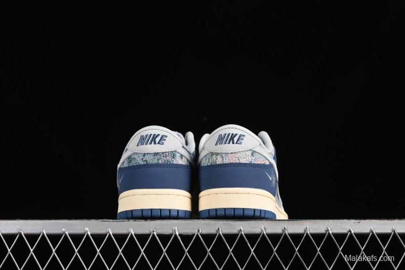 Nike SB Dunk Low CLOT Collaboration - Gray Blue Knit Anniversary Custom Low-Top Casual Skate Shoes - JH8310-950