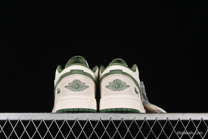 Nike Air Jordan 1 Low Stussy Collaboration Retro Basketball Shoes - DM5688-102