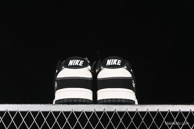 Nike SB Dunk Low x AMBUSH x Stussy Collaboration - Black Stitch Anniversary Custom Low-Top Casual Sneakers - XX2025-358