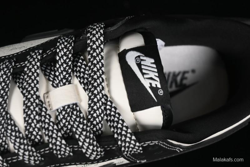 Nike SB Dunk Low x AMBUSH x Stussy Collaboration - Black Stitch Anniversary Custom Low-Top Casual Sneakers - XX2025-358