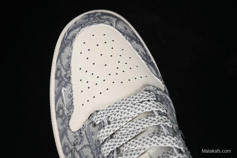 Nike Air Jordan 1 Low AJ1 Dior Collaboration - Grey Blue Red Label Retro Basketball Shoes - SJ9950-037