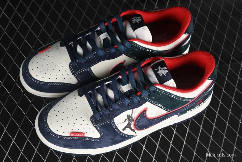 Nike SB Dunk Low Wukong Series - Beige with Navy Swoosh Anniversary Customized Low-Top Casual Skate Shoes - DJ2024-035