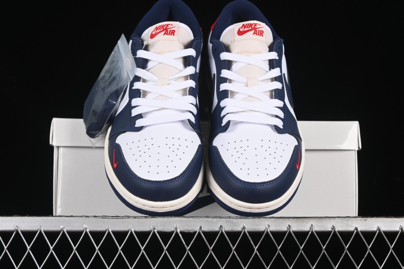 Nike Air Jordan 1 Low OG "Howard University" Casual Sneakers with Blue Toe and Red Heel - HQ2993-100