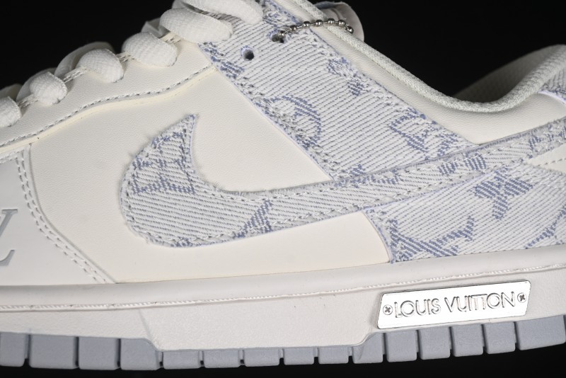 Nike SB Dunk Low LV Collaboration - Purple Denim with White and Purple Swoosh Anniversary High-End Custom Low-Top Casual Sneakers - DJ2024-010