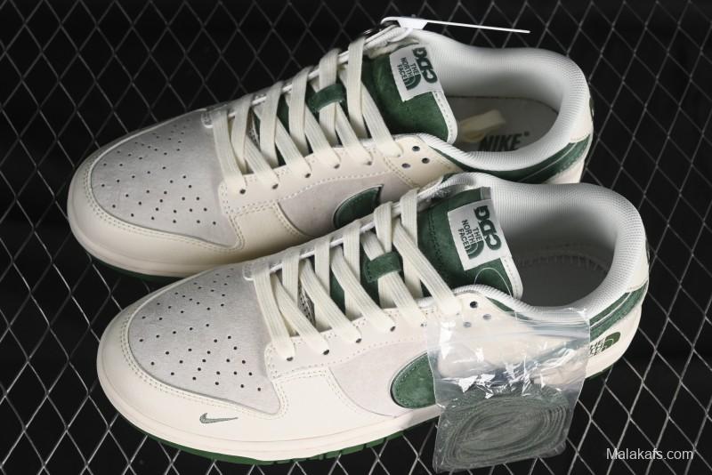 Nike SB Dunk Low The North Face Collaboration - Pig Leather Green Swoosh Anniversary Custom Low-Top Casual Skate Shoes - DQ1098-511