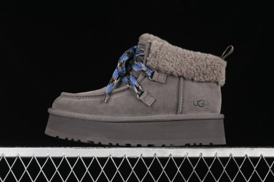 UGG Classic Mini II Fur Lace-Up Platform Mini Boots with Treadlite Outsole - 1143954