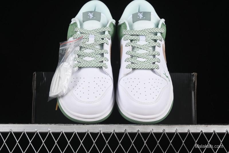Nike SB Dunk Low YSL Series - White Green Brown Swoosh Anniversary High-End Custom Low-Top Casual Sneakers - GF2409-169