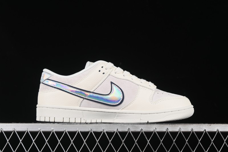 Nike SB Dunk Low Supreme x Stussy Triple Collaboration - Beige Silver Swoosh Anniversary Custom Low-Top Casual Skate Shoes - KK1333-005