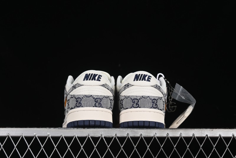Nike SB Dunk Low Gucci Collaboration - Dark Blue Anniversary High-End Custom Low-Top Casual Skate Shoes - BB9676-313