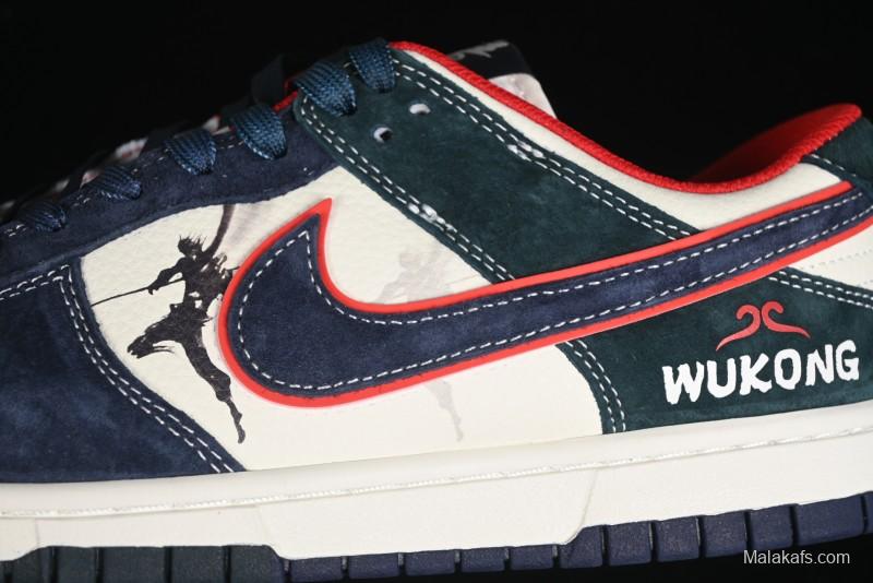 Nike SB Dunk Low Wukong Series - Beige with Navy Swoosh Anniversary Customized Low-Top Casual Skate Shoes - DJ2024-035