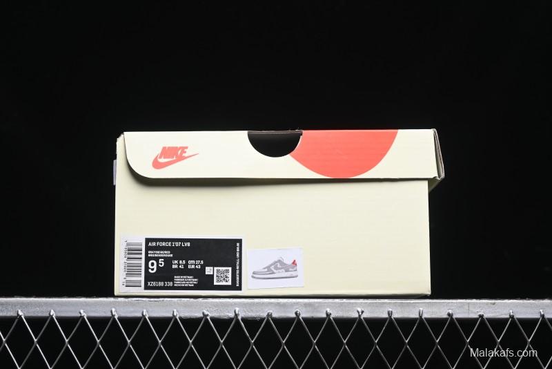 Nike Air Force 1 '07 Low Stussy Collaboration - Beige Grey Red Print Casual Sneakers - XZ6188-338